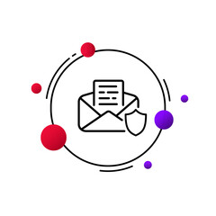 Poster - Mail icon. Creating and sending a letter. Letter protection. Letter change. Delivered successfully. E-mail address. one line style.
