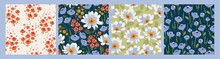Floral Abstract Seamless Patterns. Vector Design For Different Surfases.