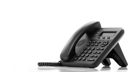 telephone with voip isolated on white background. customer service support, call center concept. mod