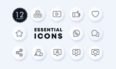 Poster - Communication icons set. Communication with the team. Public opinion. Comment. Neomorphism style. Vector eps 10.