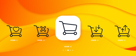 Poster - Trolley icons set. Product search. Purchase. Loading and unloading the cart. Check mark. Discount. Vector eps 10