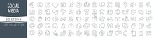 Social Media Line Icons Collection. Big UI Icon Set In A Flat Design. Thin Outline Icons Pack. Vector Illustration EPS10
