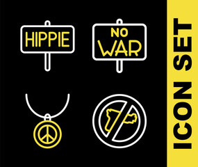 Sticker - Set line No war, Necklace with peace symbol and Peace icon. Vector