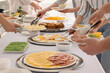 © New Africa - People taking food during breakfast, closeup. Buffet service