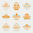 © Виктория Суханова - Summer holidays typography labels or badges vector design, summer silhouettes and icons for posters, greeting cards and advertising. Vintage style.