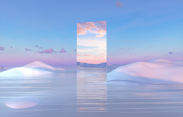 Aufkleber - Abstract Winter landscape scene background. Surreal scene. 3d rendering.