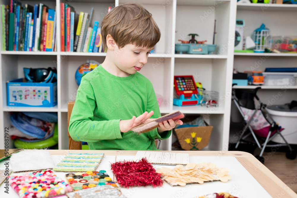 Cards of different textures. Sensory device for infants or children ...