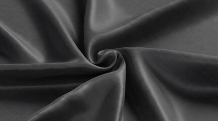 Wall Mural - Blank black twisted fabric glossy material mockup, side view