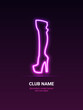 Minimalistic banner with neon lights for a night club. Pole dance.