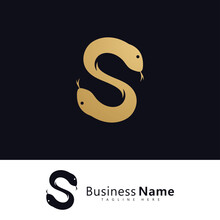Letter S With Snake  Logo Vector, Simple Elegant Letter S Logo Design