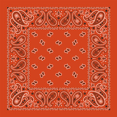 Wall Mural - red bandana paisley fabric kerchief vector wallpaper