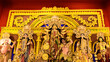Goddess Durga idol at Durga Puja pandal in Kolkata, West Bengal, India. Durga Puja is one of the biggest religious festival of Hinduism