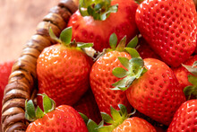 Close-up Of Ripe Strawberries In A Basket