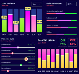 Poster - infographic chart vector template. annual statistics curve graph design. market data diagrams. graph