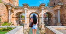 View Of Hadrian's Gate In Old City Of Antalya, Turkey