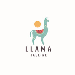 Wall Mural - Llama or alpaca animal logo icon design template flat vector