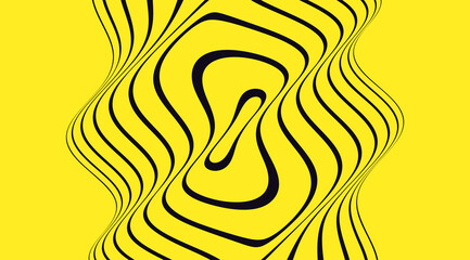 Black and yellow design. Pattern with optical illusion. The geometric background by stripes. 3d vector illustration for brochure, annual report, magazine, poster, presentation, flyer or banner.