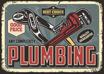 Poster - Crossed plumbing tools colorful poster