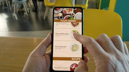 Online ordering from the menu of a cafe or restaurant. The client uses a smartphone application to order food while sitting at the table. Design UI.
