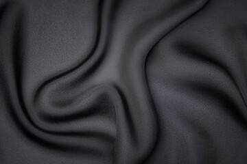 Wall Mural - Silk or cotton fabric tissue. Dark gray or black color. Texture, background, pattern.
