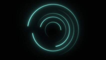 Poster - Abstract seamless loop neon circle. Blue neon circles hi-tech motion background seamless loop. Video 3D animation