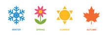 Four Seasons Winter Spring Summer Fall Icon Set