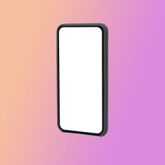 Poster - Cellphone With Empty Screen Over Purple Neon Studio Background, Square