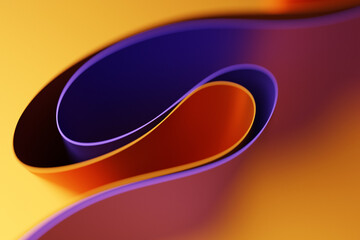 Poster - 3d illustration of geometric   yellow and purple   wave surface.  Pattern of simple geometric  shapes