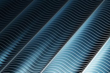 Poster - 3d illustration of a  blue abstract   background with wave lines. PRint from the waves. Modern graphic texture. Geometric pattern.