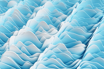 Poster - 3d illustration of a  blue geometric  lines, stripes similar to waves  . Futuristic shape, abstract modeling.