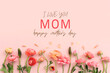 canvas print picture mother's day concept with pink flowers over pastel background