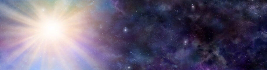 Wall Mural - big bang in deep space concept background - massive explosion on left side radiating out into deep s