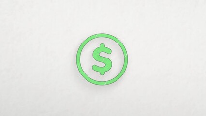 Poster - Dollar symbol icon with color drawing effect. Doodle animation. 4K