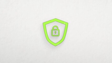 Poster - Shield security with lock icon with color drawing effect. Doodle animation. 4K