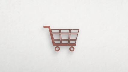 Fototapete - Shopping cart icon with color drawing effect. Doodle animation. 4K