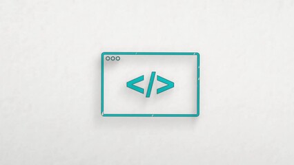 Fototapete - Code browser icon with color drawing effect. Doodle animation. 4K