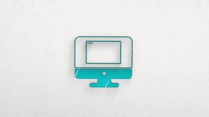 Leinwandbilder - Computer screen with browser window icon with color drawing effect. Doodle animation. 4K