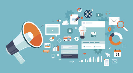 Wall Mural - marketing, social media, seo