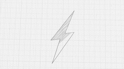 Poster - Lightning bolt icon with color drawing effect. Doodle animation. 4K