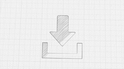 Leinwandbilder - Download icon with color drawing effect. Doodle animation. 4K