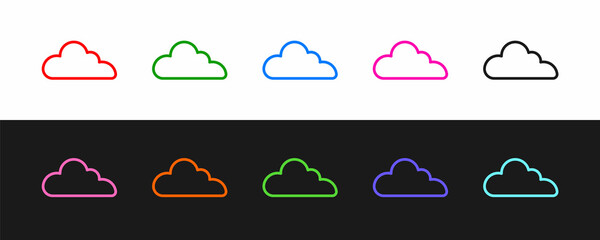 Poster - Set line Cloud icon isolated on black and white background. Vector