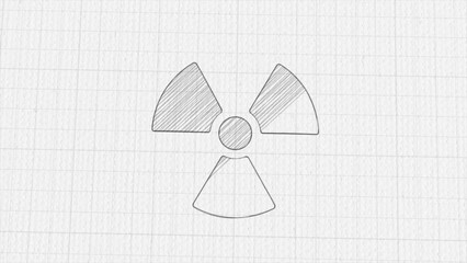 Poster - Radioactive symbol icon with color drawing effect. Doodle animation. 4K