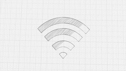 Leinwandbilder - Wi-Fi icon with color drawing effect. Doodle animation. 4K