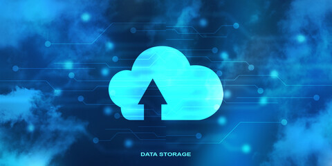 Poster - 2d illustration Cloud with uploading arrow 

