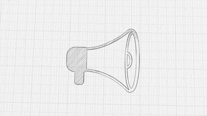 Poster - Megaphone icon with color drawing effect. Doodle animation. 4K