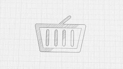 Aufkleber - Shopping basket icon with color drawing effect. Doodle animation. 4K