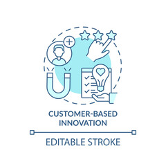 Wall Mural - Customer-based innovation turquoise concept icon. Future innovation management aspect abstract idea thin line illustration. Isolated outline drawing. Editable stroke. Arial, Myriad Pro-Bold fonts used