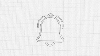 Fototapete - Bell icon with color drawing effect. Doodle animation. 4K