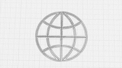 Poster - Globe icon with color drawing effect. Doodle animation. 4K