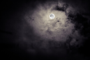 full moon and clouds